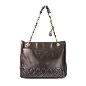 CHANEL Brown Leather Shoulder Bag